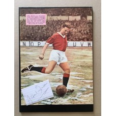 Unsigned picture & signed card of Albert Quixall the Manchester United footballer.  